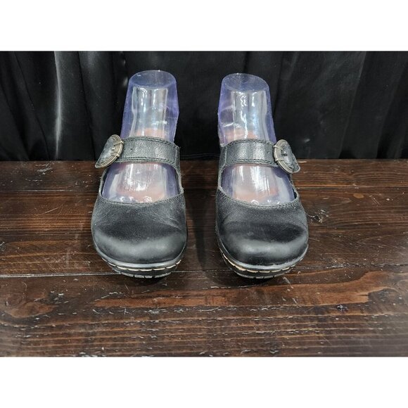 Baretraps Quizzical Black Leather Dress Wedge Clog Sandal/Sz. 7M, EUC - Picture 5 of 9